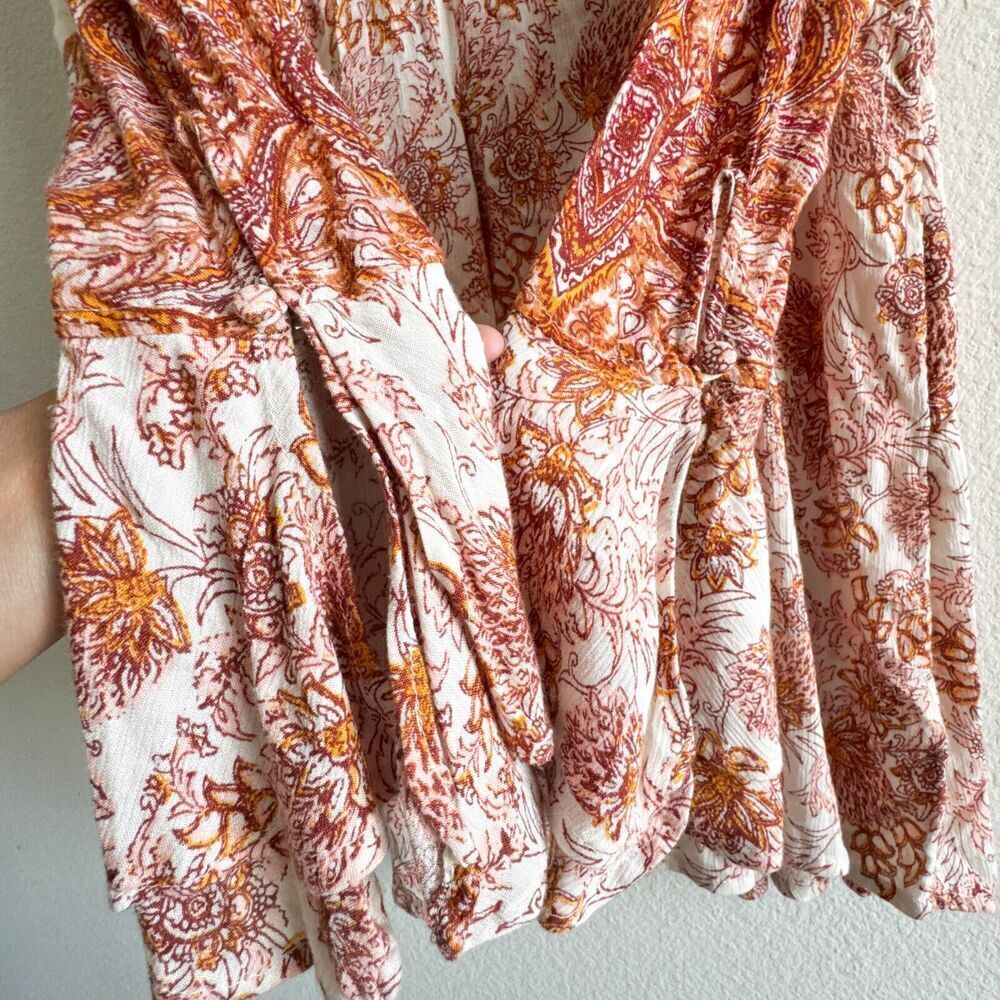 FREE PEOPLE Lady Luck Bell Sleeve Print Tunic or Mini Dress In Ivory Size XS - Picture 6 of 9